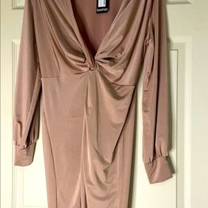 Boohoo rose gold dress